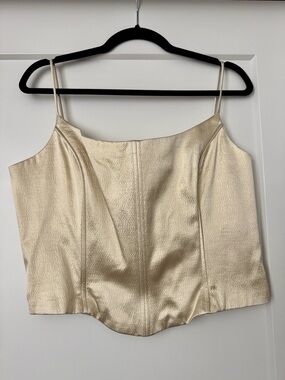 Jessica McClintock Gunne Sax Metallic Champagne Gold Corset Top